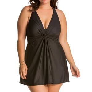 Miraclesuit NWOT Plus Size Must Haves Marais One Piece Swim Dress Size 24W Black
